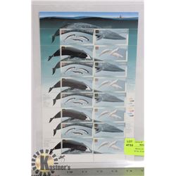 CANADA WHALES UNCUT SHEET 46 CENT POSTAL STAMPS