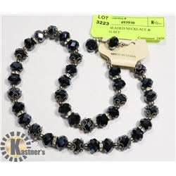 BLACK BEADED NECKLACE & EARRING SET