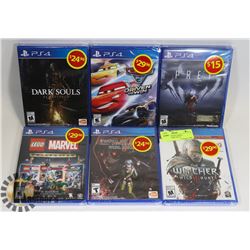 LOT OF 6 NEW PS4 GAMES, INCLUDES DARK SOULS,