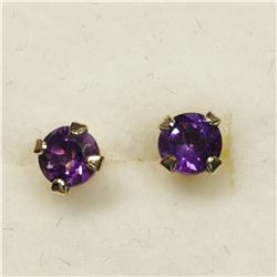 14K YELLOW GOLD AMETHYST SCREWBACK EARRINGS