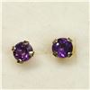 Image 2 : 14K YELLOW GOLD AMETHYST SCREWBACK EARRINGS