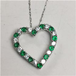 SILVER STIMULATED EMERALD  NECKLACE