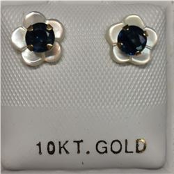 10K YELLOW GOLD 2 SAPPHIRE(0.66CT)  EARRINGS