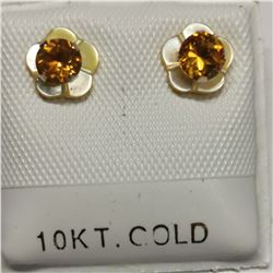 10K YELLOW GOLD 2 CITRINE(0.3CT)  EARRINGS