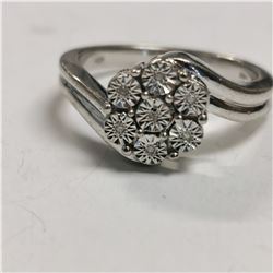 SILVER 7 DIAMOND  RING, MADE IN CANADA