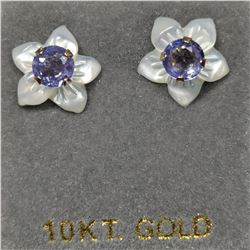 10K YELLOW GOLD 2 TANZANITE(0.46CT)  EARRINGS