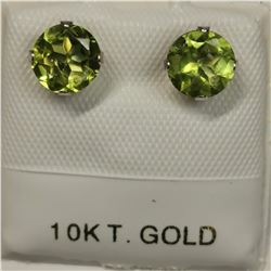 10K WHITE GOLD 2 PERIDOT(1.3CT)  EARRINGS