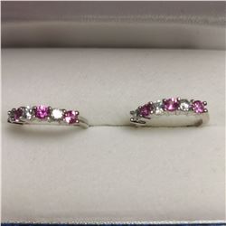 CREATED PINK SAPPHIRE  EARRINGS