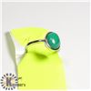 Image 1 : NATURAL STONE MALACHITE WHITE METAL RING FOR WOMEN