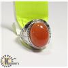 Image 1 : NATURAL AGATE CARNELIAN WHITE METAL RING FOR MEN