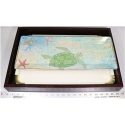 3  SERVING TRAYS INC JAPAN TURTLE,  WOOD VERSION