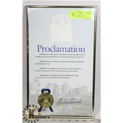 ORIGINAL PROCLAMATION DOCUMENT SIGNED/SEALED