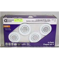 4 PACK 3" RECESSED LED KIT 450 LUMENS