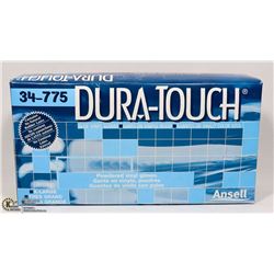 BOX OF ANSELL DURA-TOUCH POWDERED VINYL GLOVES