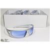 Image 1 : BOX OF DESIGNER SUNGLASSES - SILVER WITH BLUE LENS