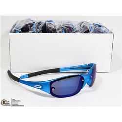 BOX OF OAKLEY STYLE AQUA BLUE DESIGNER SUNGLASSES