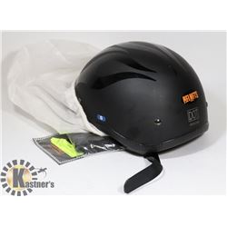 BLACK WITH BLACK FLAMES 1/2 HELMET NEW