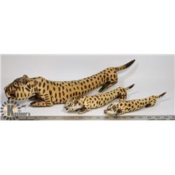 SET OF 3 WOODEN LEOPARD CATS