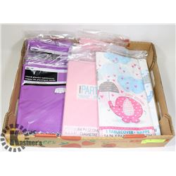 FLAT OF ASSORTED TABLE COVERS