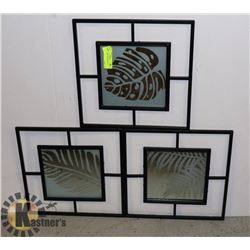 SET OF THREE MIRRORED WALL HANGINGS