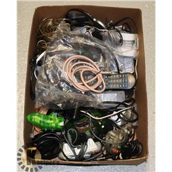 BOX OF ELECTRICAL CORDS CONTROLLERS AND TONS MORE