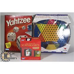 LOT OF 3 NEW SEALED GAMES, SCATTEGORIES TO GO,