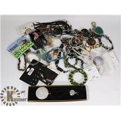 SMALL TOTE OF ASSORTED JEWELRY