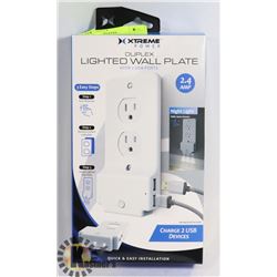 NEW LED LIGHTED WALL PLATE WITH 2 USB PORTS