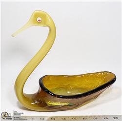 ART GLASS SWAN SCULPTURE  10" TALL