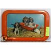 Image 1 : VINTAGE COLLECTIBLE METAL TRAY WITH HOUNDS