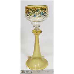 CRYSTAL HAND PAINTED GOLD LONG STEM  8" TALL