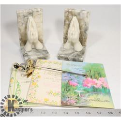 PRAYING HANDS MARBLE BOOKENDS COMES WITH