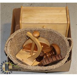 LARGE BOX OF WOOD & WICKER