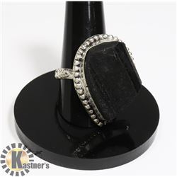 #226-BLACK TOURMALINE RING SIZE 10