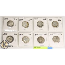 SET OF 8 CDN QUARTERS 1940-1953