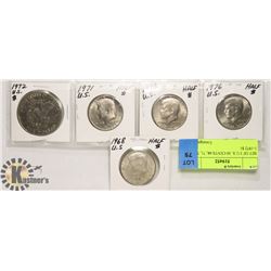 SET OF 5 U.S. 50 CENTS 68, 71, 73, 76 & 1-1972 $1