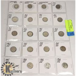 SET OF 20 CDN DIMES PRE 1967