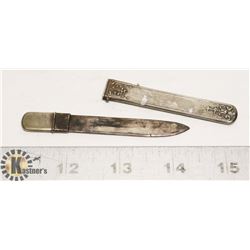 STERLING SILVER ANTIQUE SMALL KNIFE AND SCABBARD