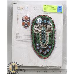 HAND BEADED HUICHOL PEYOTE MASK