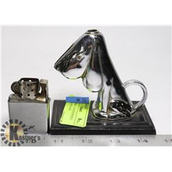 VINTAGE DOG LIGHTER MISSING STRIKER & VINTAGE