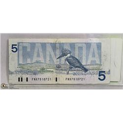 1986 CANADIAN $ 5 DOLLAR BILL
