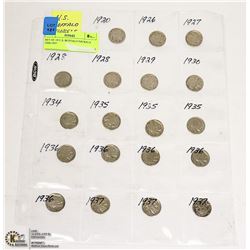 SET OF 19 U.S. BUFFALO NICKELS 1920-1937