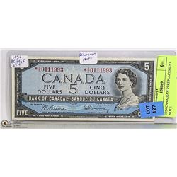 1954 CANADIAN $5 REPLACEMENT NOTE