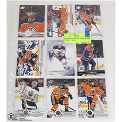 SHEET OF 9 CURRENT OILER PLAYERS HOCKEY CARDS