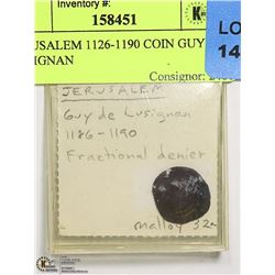 JERUSALEM 1126-1190 COIN GUY DE LUSIGNAN