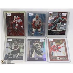 LOT OF 3 YZERMAN & 3 PATRICK ROY INSERT CARDS