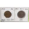 Image 1 : 1910 EDWARD CENT & 1882 - VICTORIA CENT