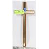 Image 1 : RELIGIOUS CROSS- WALNUT WITH BRASS ACCENTS- 12" T