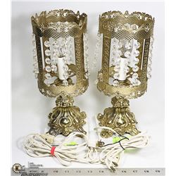 2 VINTAGE ASIAN LAMPS, MARBLE BASE, 12” TALL