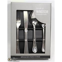 NEW 16PC WINDSOR STAINLESS STEEL CUTLERY SET